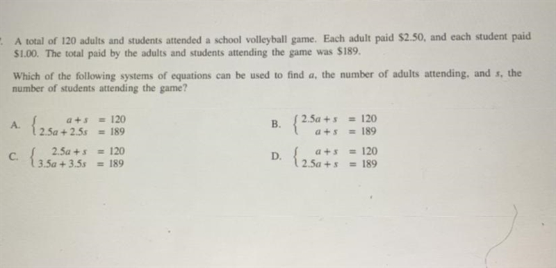 Which of the following systems of equations can be used to find a, the number of adults-example-1