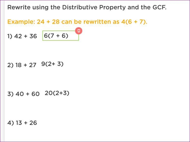 Rewrite using the Distributive Property and GCF 13+36-example-1