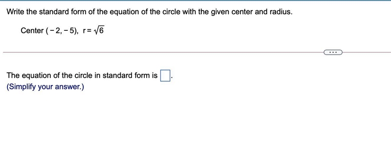 Write the standard form of the equation of the circle with the given center and radius-example-1