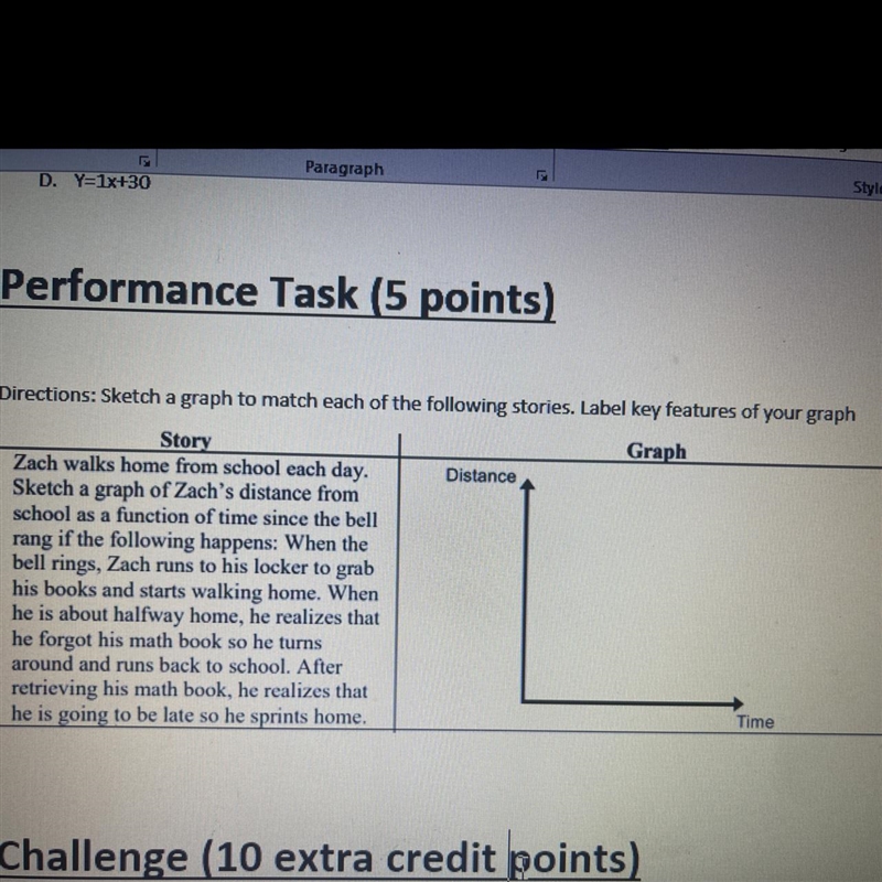 Sketch a graph to match each of the following stories. Label key features of your-example-1