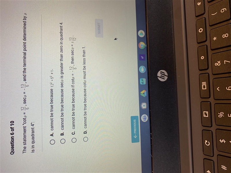 The statement and the terminal point determined by is in quadrant 4-example-1