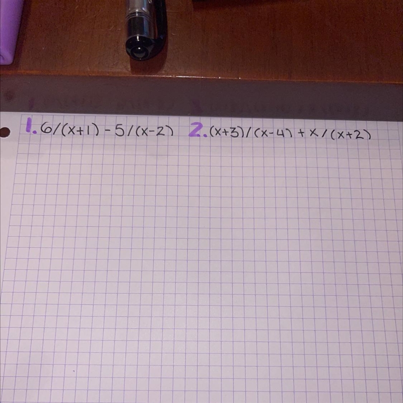 Add or subtract the following expressions by finding a common denominator, and then-example-1