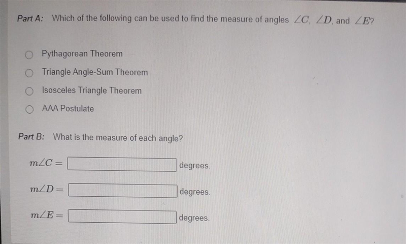 Part A: which of the following can be used to find the measure of angles-example-1