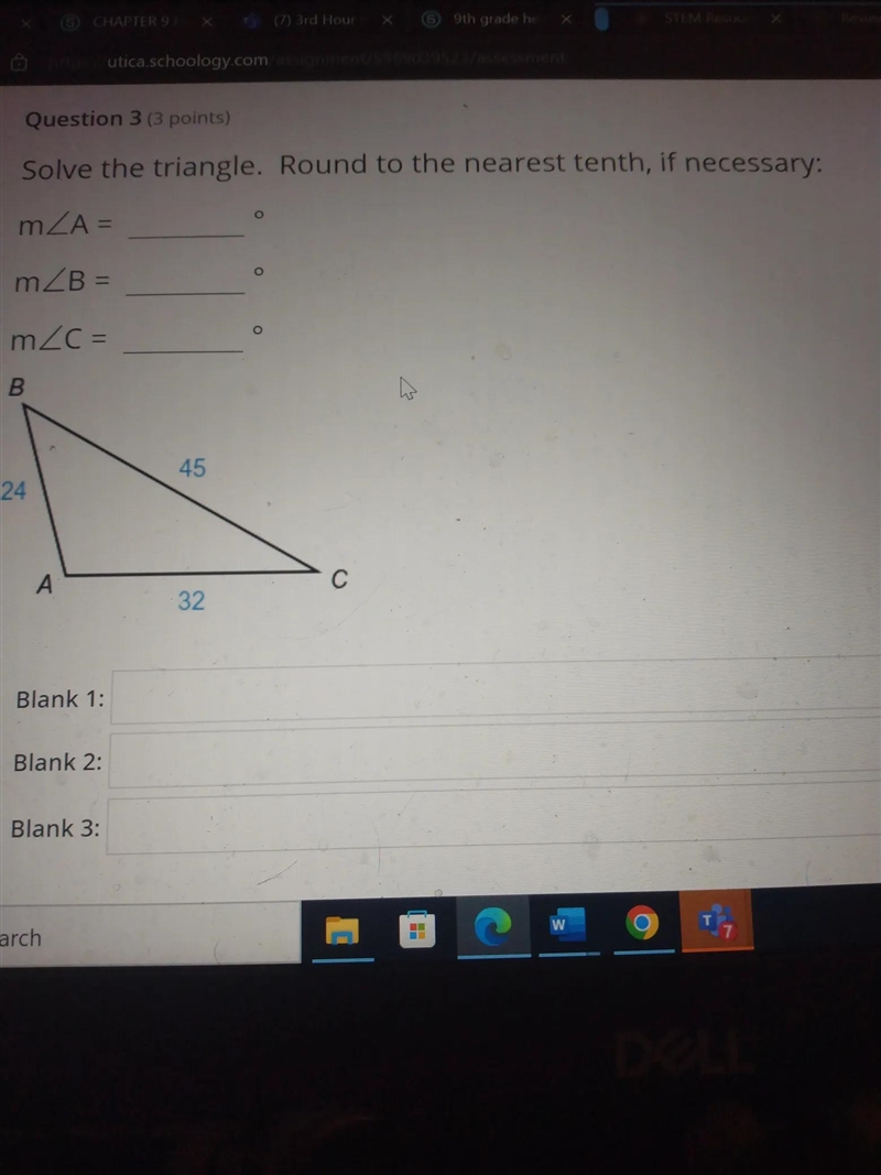 How do I find the angles of a obtuse triangle by using the side lengths and hypotenuse-example-1