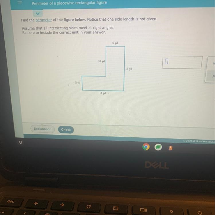 Find the perimeter of the figure below. Notice that one side length is not given.Assume-example-1