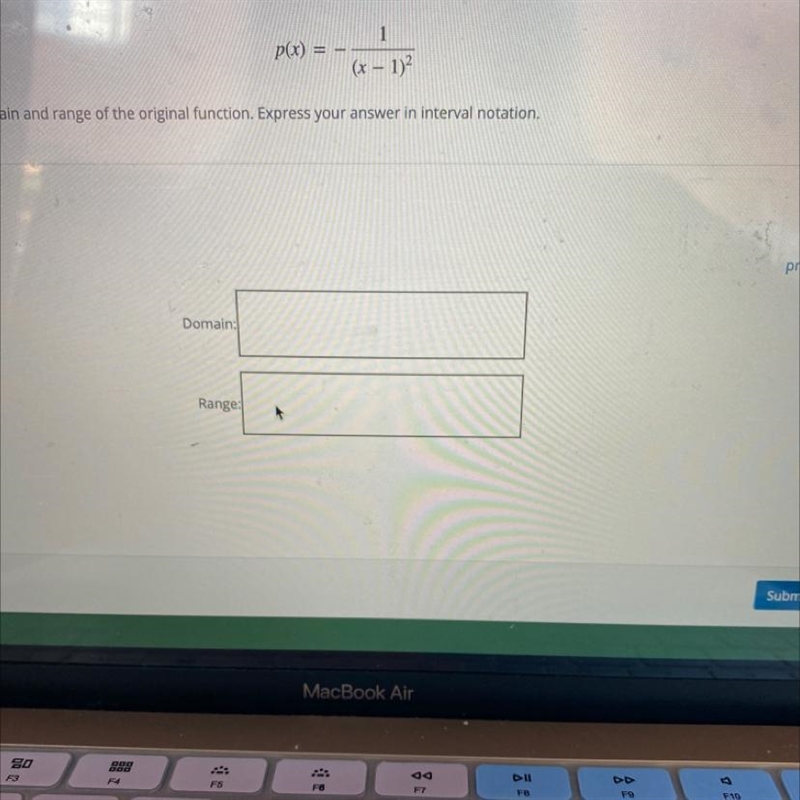 Determine the domain and range Express your answer in interval notation-example-1