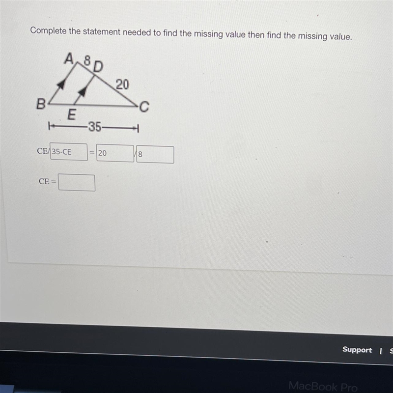 Complete the statement needed to find the missing value then find the missing value-example-1