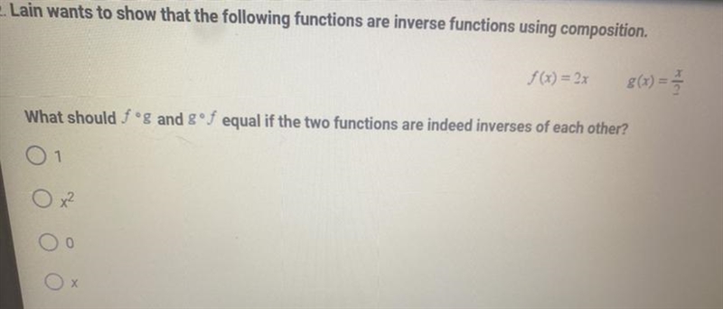 Lain wants to show that the following functions are inverse functions using composition-example-1