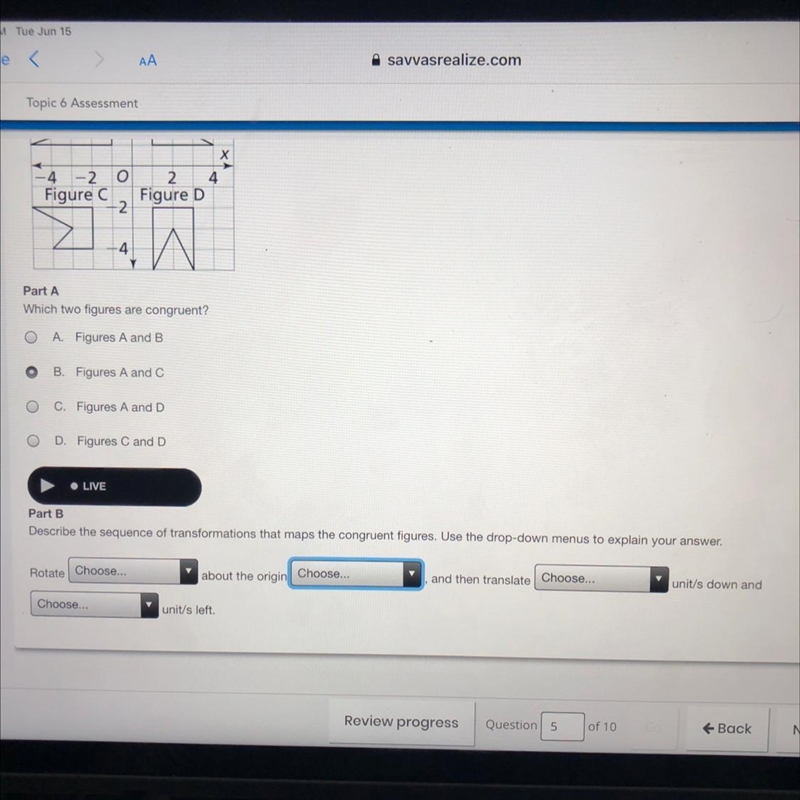 Can you please help me another question Part BDescribe the sequence of transformations-example-1