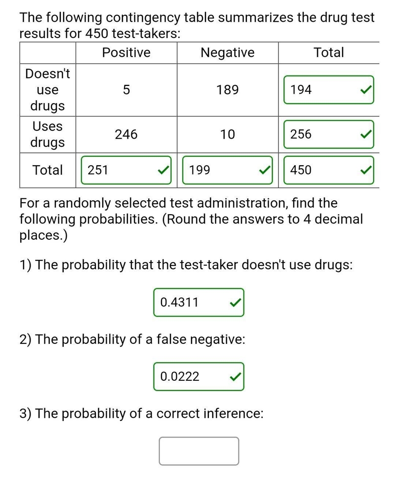 what does the "The probability of a correct inference:" means in this question-example-1