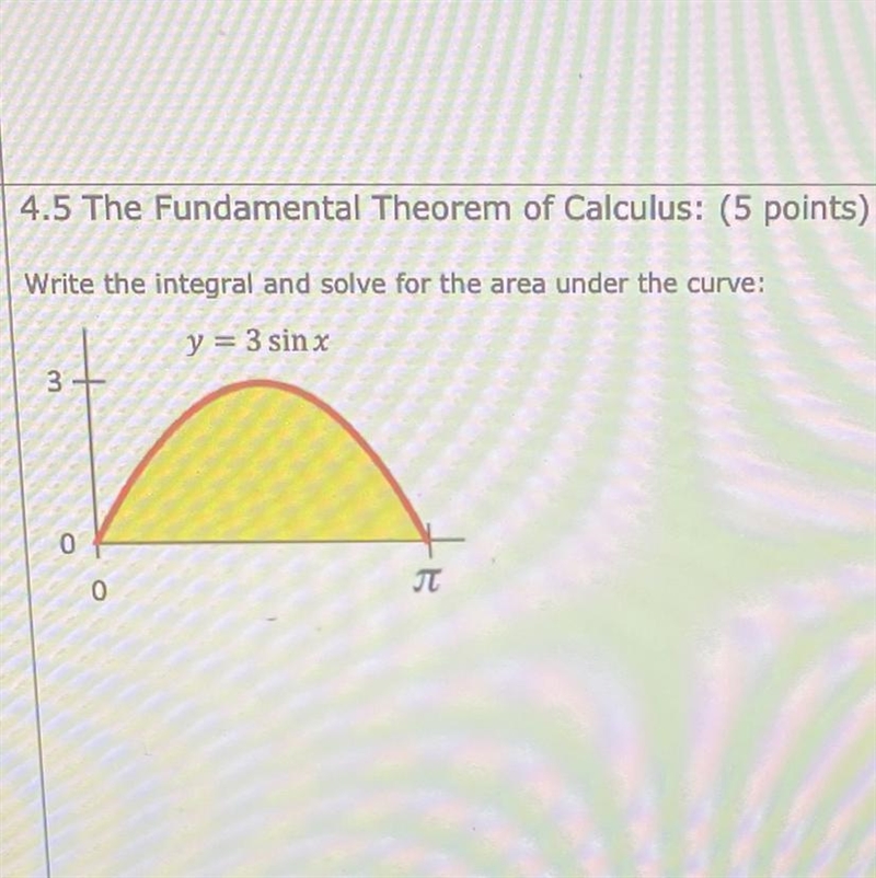 Write the integral and solve for the area under the curve:-example-1