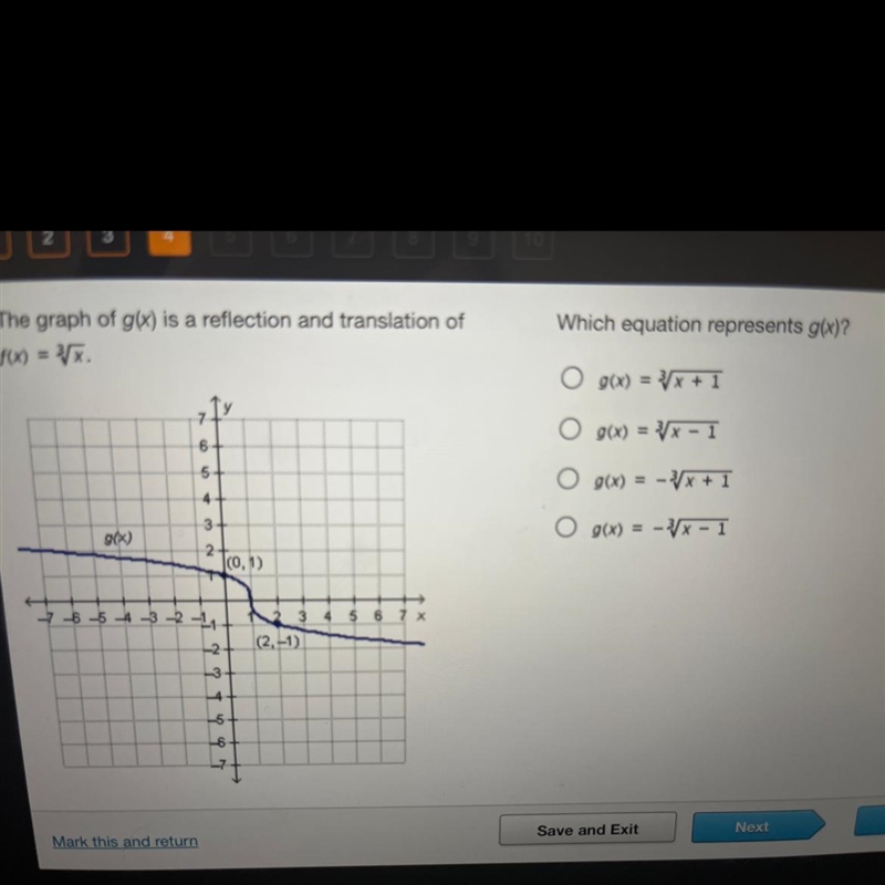 The graph of g(x) is a reflection and translation of f(x) = ³√x.-example-1