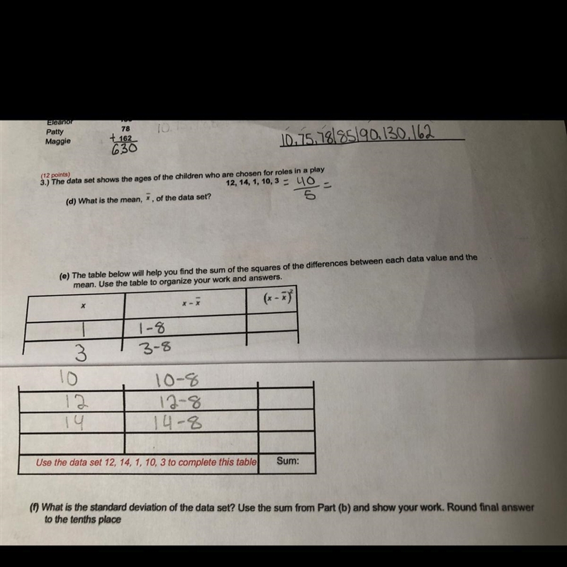 The data set shows the ages of children who are chosen for roles in a play 12,14,1,10,3. (A-example-1