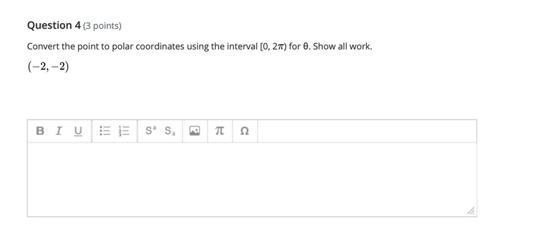 Convert the point to polar coordinates using the interval [0, 2\small \pi) for θ. Show-example-1