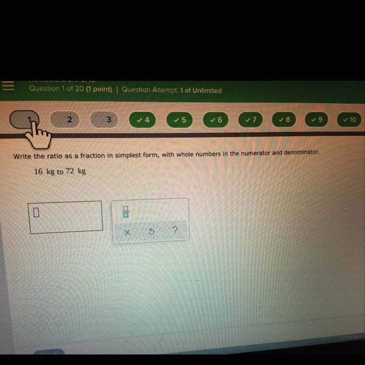 Write the ratio as a fraction in simplest form, with whole numbers in the numerator-example-1