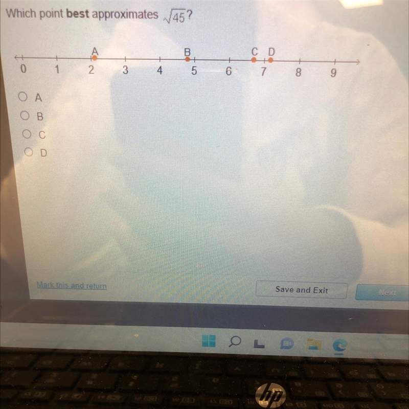 Which point best approximates 45?-example-1