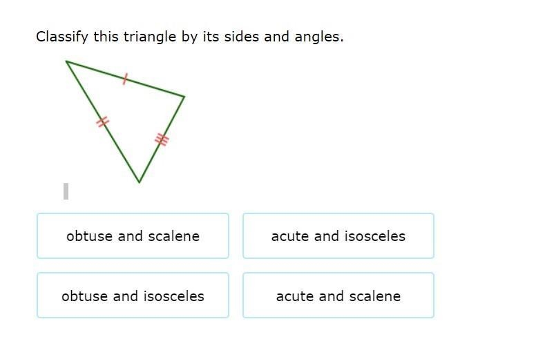 Classify this triangle by its sides and angles.-example-1