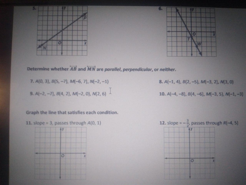 Determine whether AB and MN are parallel, perpendicular, or neither. 7. A(0, 3), B-example-1