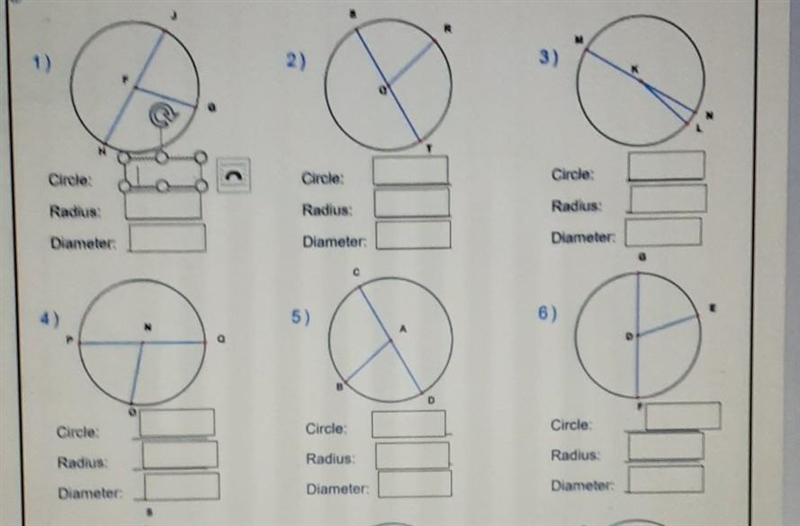 can you explain this homework to find the circle and the radius and the diameter in-example-1