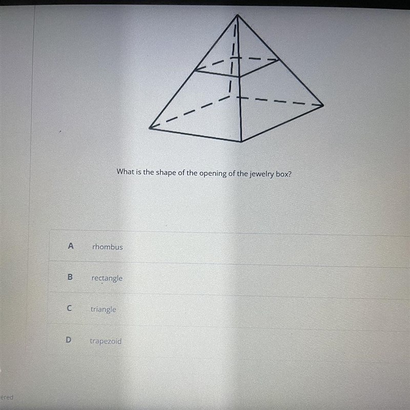 Barb has a jewelry box in the shape of a rectangular pyramid. The top opens at a cross-example-1