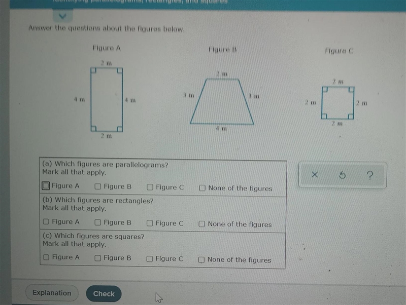 Identifying parallelograms, rectangles, and Answer the questions about the figures-example-1