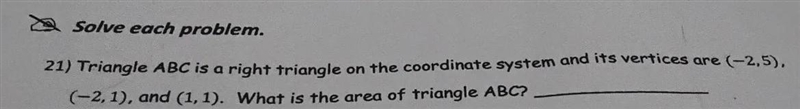 Solve each problem.21) Triangle ABC is a right triangle on the coordinate system and-example-1