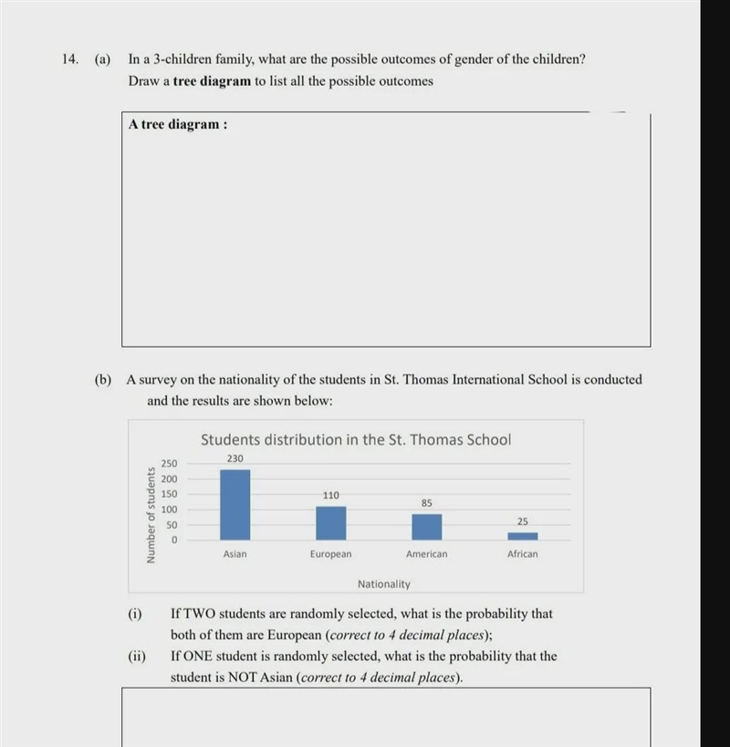 in our 3- children family, what are the possible outcomes of gender of the children-example-1