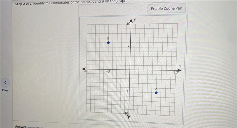 Identify the coordinates of the points a and b on the graph-example-1