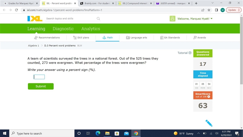 A team of scientists surveyed the trees in a national forest. Out of the 525 trees-example-1