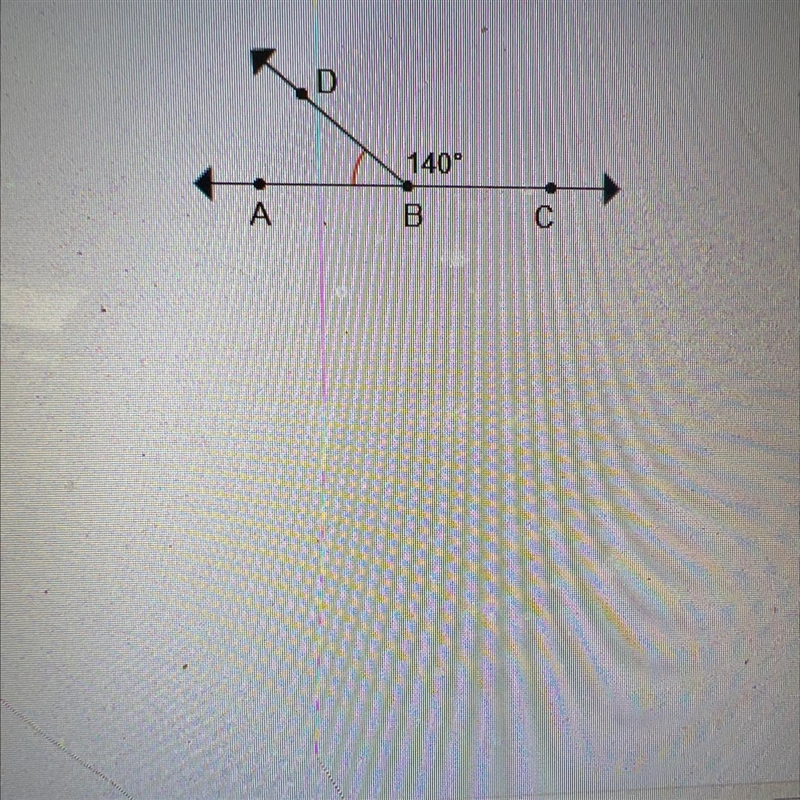 Angle CBD has a measure of 140 degrees. What is the measure of angle ABD?-example-1