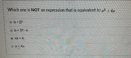 Which one is NOT an expression that is equivalent to 32 + 4x (x + 2)2 (x + 2)2-4 x-example-1