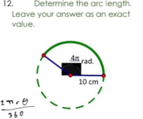 Determine the arc length.Leave your answer as an exact value.-example-1