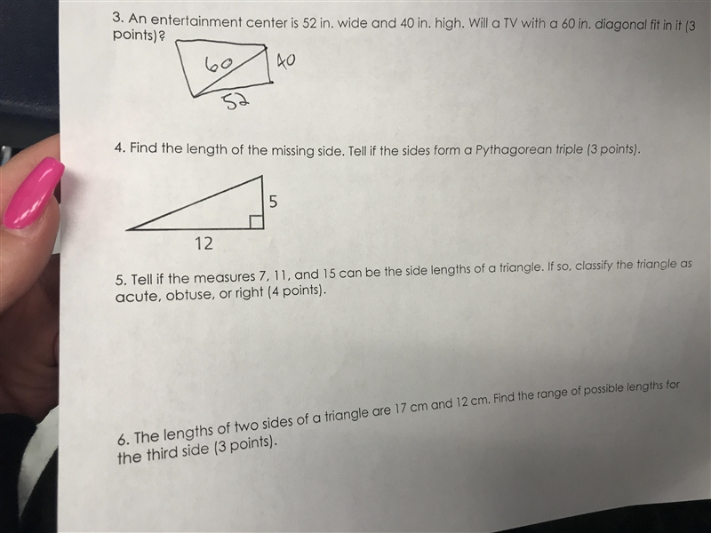 Find the length of the missing side. tell if the side form a pythagorean triple-example-1