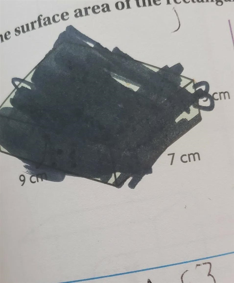 what is the surface area for a m rectangular prism. with the measurements as: height-example-1