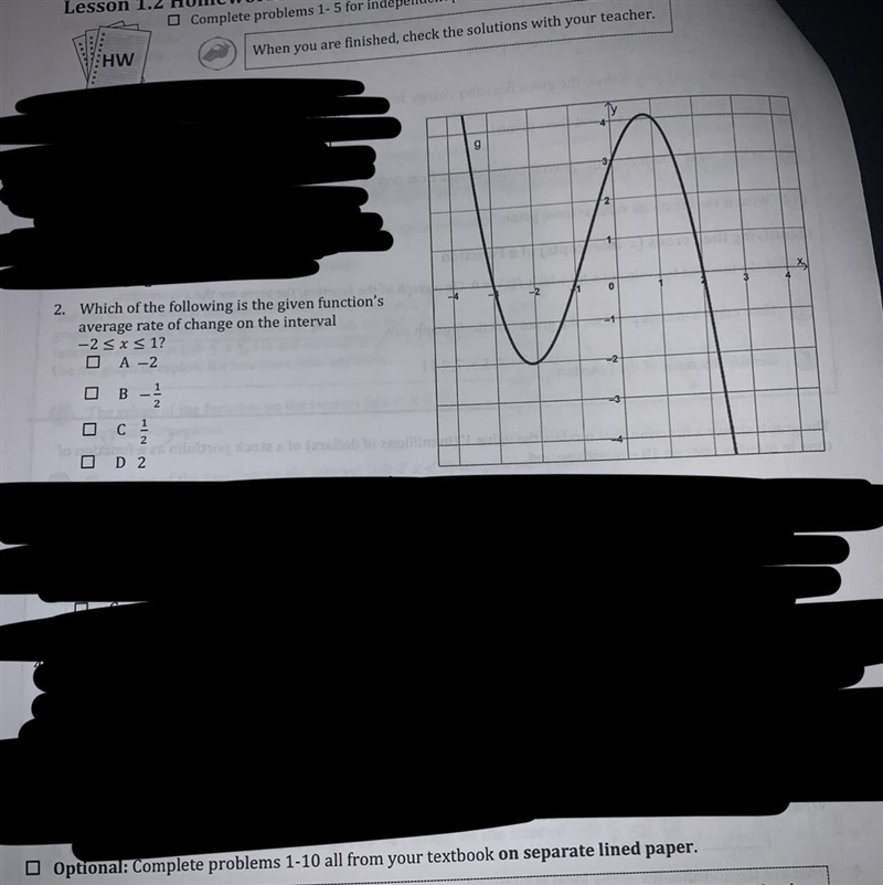 Which of the following is the given function's average rate of change on the interval-example-1