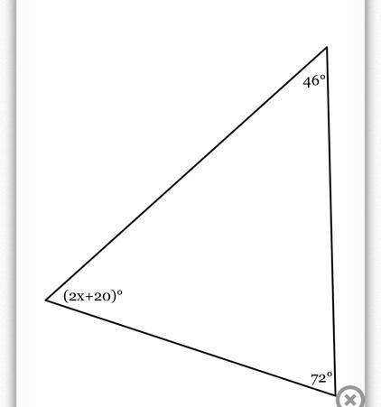 The measures of the angles of a triangle are shown in the figure below. Solve for-example-1