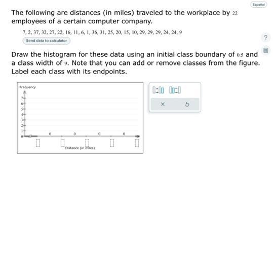 How to draw a histogram using the initial class boundary of .5 and a class width of-example-1