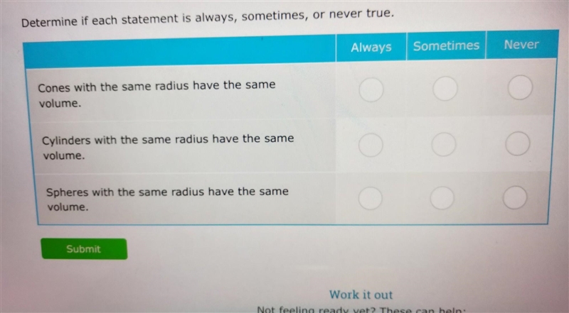 NO LINKS!! Determine if each statement is always, sometimes, or never true​-example-1