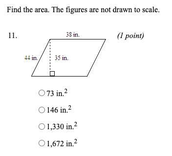 Find the area. The figures are not drawn to scale. (image attached)A. 73 inB. 146 inC-example-1