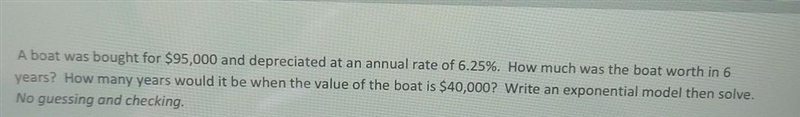 How many years would it be when the value of the boat is $40,000?-example-1