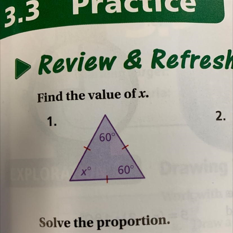 Only solve for X for number 1 not solve the proportion-example-1