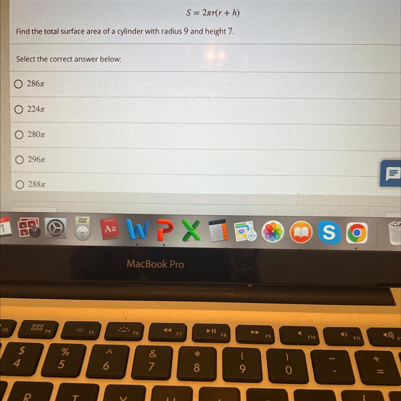 Find the following formula gives the total surface area of a cylinder with a radius-example-1