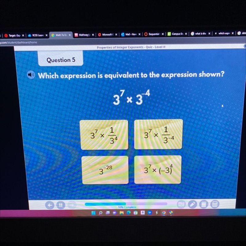 Which expression is equivalent to the expression shown? 3'*3* 3 3 x Х Х 1 3-4 34 -28 4 3 3’x-example-1