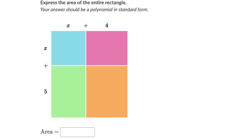 Express the area of the entire rectangle. ?-example-1