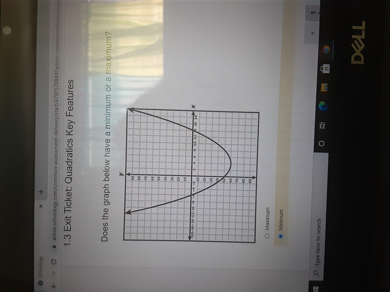 Boes the graph below have a minimum or a maximum-example-1