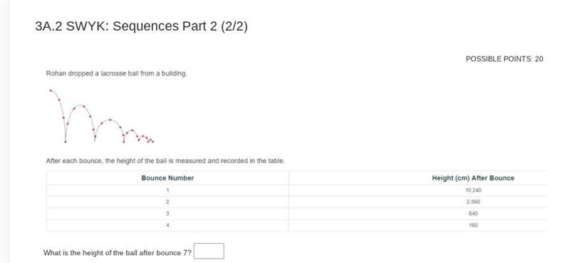 Robin dropped a lacrosse ball from a building. After each bounce the height of the-example-1