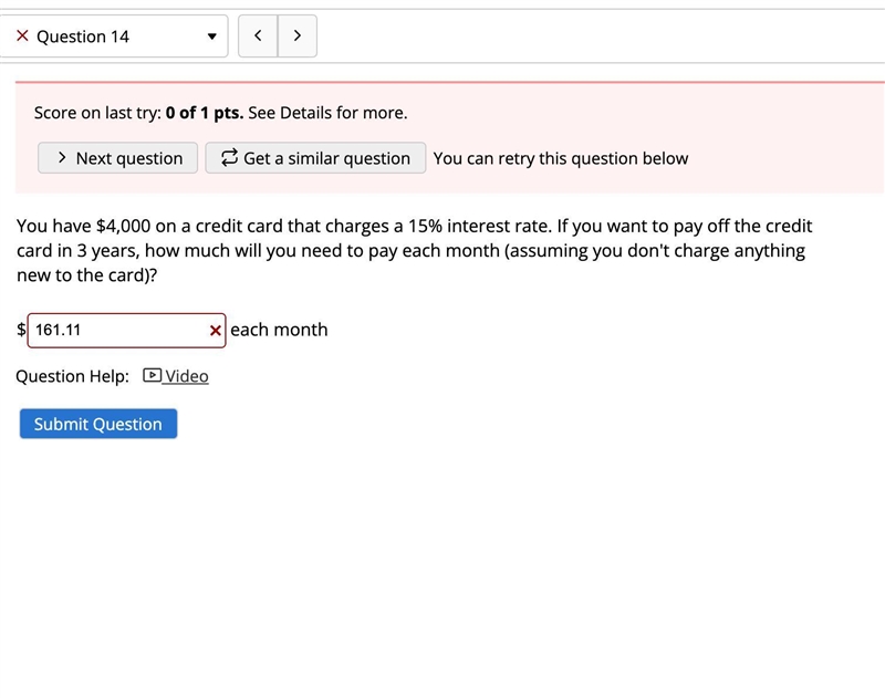 You have $4,000 on a credit card that charges a 15% interest rate. If you want to-example-1