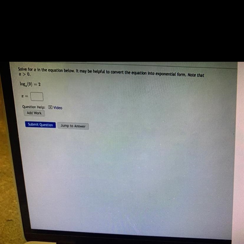 Solve for x in the equation below it may helpful to convert the equation into exponential-example-1