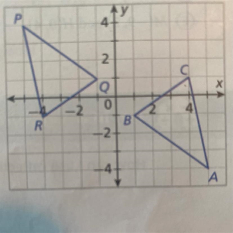 In the diagram, ABC PQR.16. Describe one transformation that maps ABC to PQR.17. Describe-example-1