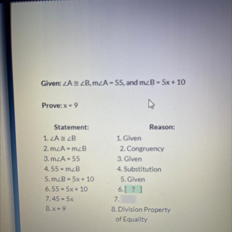 Select the reason that best supports statement 6 in the given proof. A. Distributive-example-1